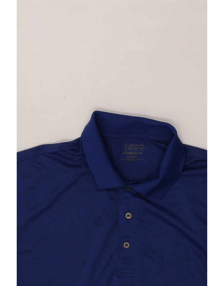 IZOD Mens Polo Shirt XL Blue Check Polyester Vintage Izod and Second-Hand Izod from Messina Hembry 