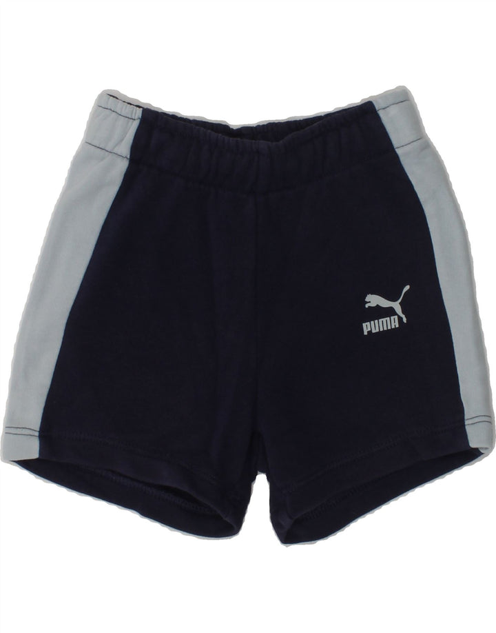 PUMA Boys Graphic Sport Shorts 2-3 Years Navy Blue Colourblock | Vintage Puma | Thrift | Second-Hand Puma | Used Clothing | Messina Hembry 