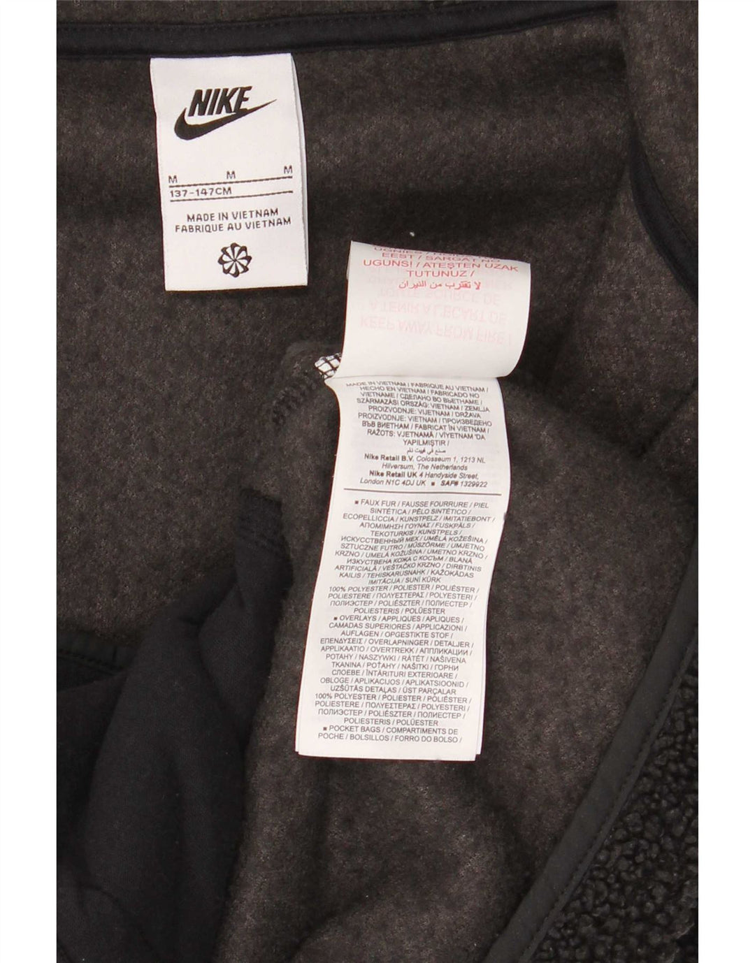 Giacca in pile con cappuccio Nike da ragazzo 10-11 anni media poliestere nero