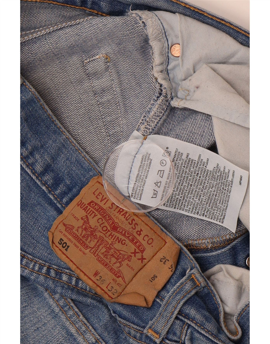 LEVI'S Mens 501 Straight Jeans W36 L32 Blue Cotton