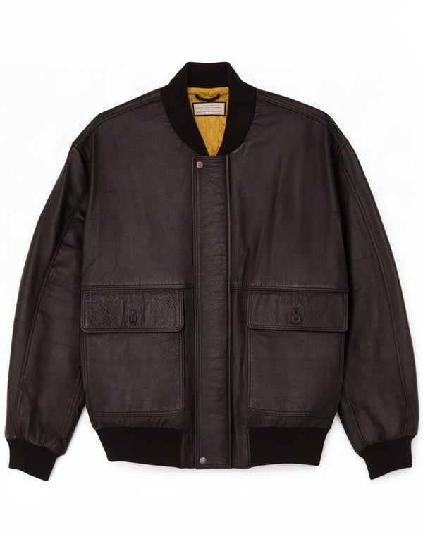 Giacca in pelle vintage da uomo UK 38 media nera