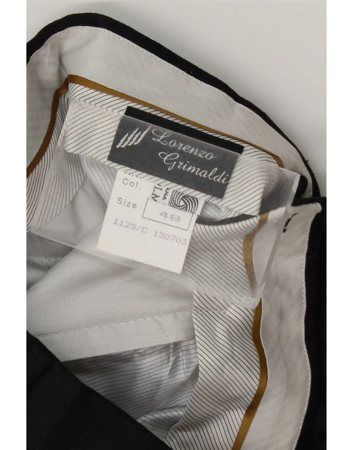 Pantaloni da abito vintage da uomo con pedge IT 48 medio W32 L34 lana nera