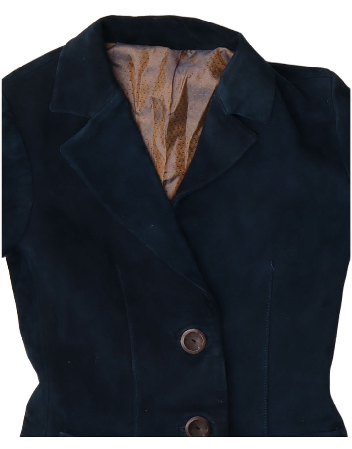 Giacca blazer vintage da donna a 2 bottoni UK 4 XS blu navy