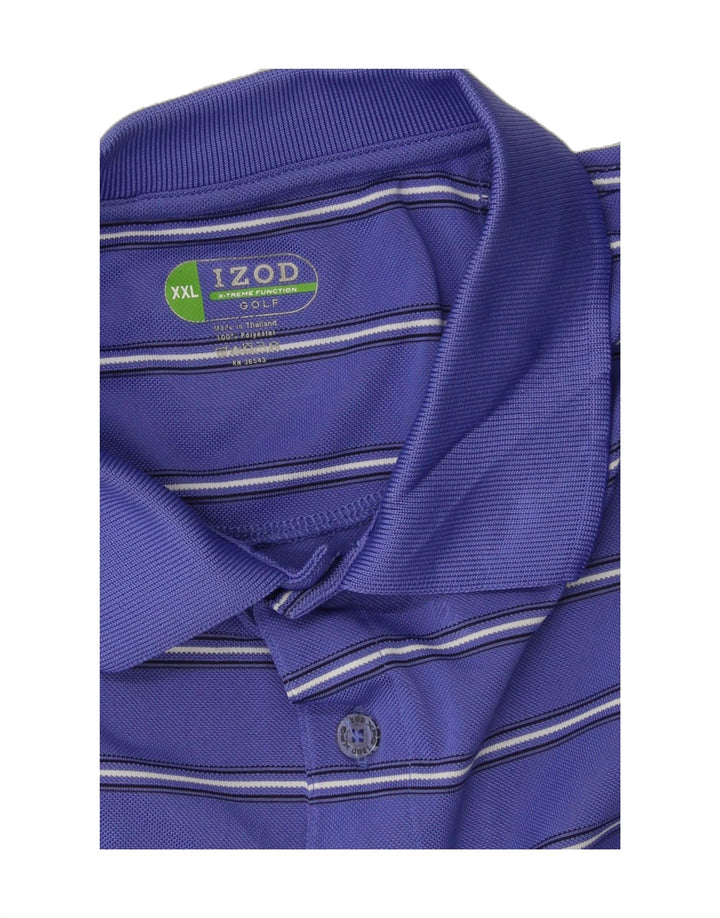 IZOD Mens Golf Polo Shirt 2XL Blue Striped Polyester Vintage Izod and Second-Hand Izod from Messina Hembry 