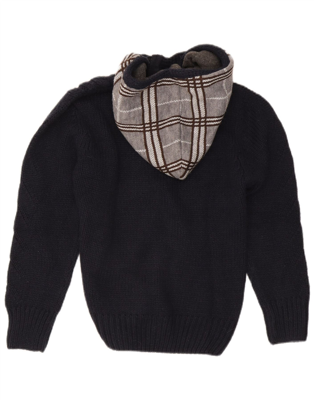 Maglione Zara da ragazzo con collo e bottoni con cappuccio 11-12 anni a quadri blu navy