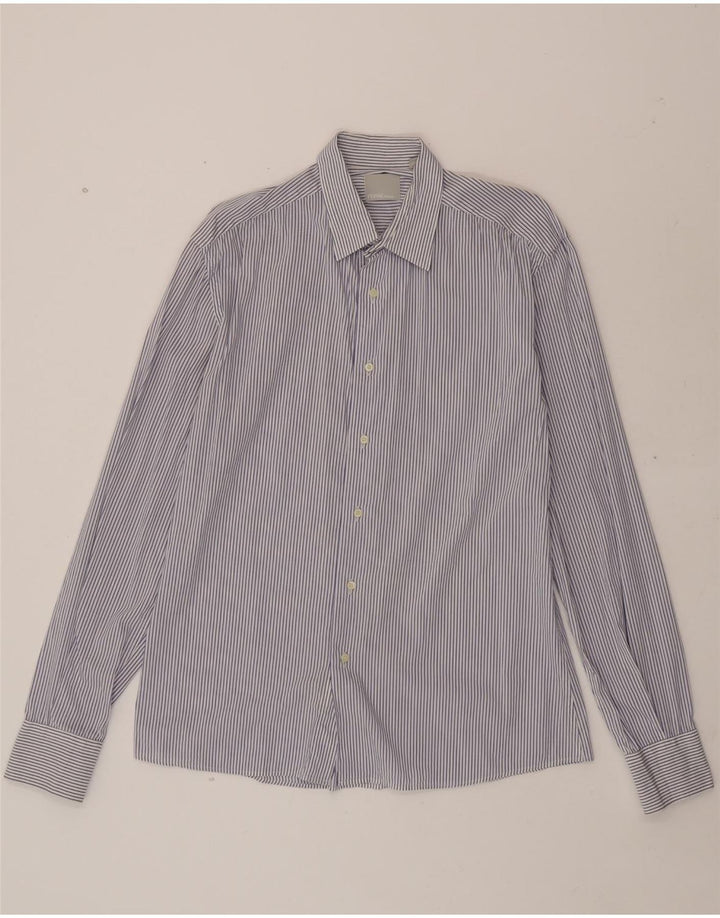 FERRE Mens Milano Shirt Size 41 Large Blue Pinstripe Vintage Ferre and Second-Hand Ferre from Messina Hembry 