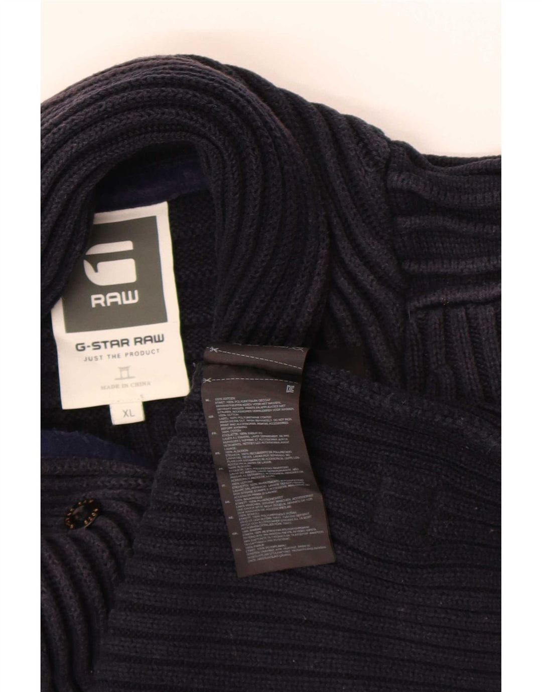 Maglione da uomo G-Star con collo a bottoni XL in cotone blu navy