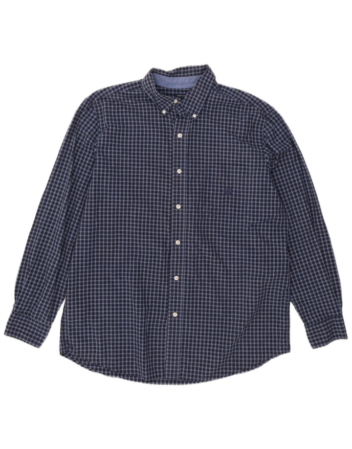 Chaps Camicia da uomo in flanella di facile manutenzione, grande, in cotone a quadri blu navy