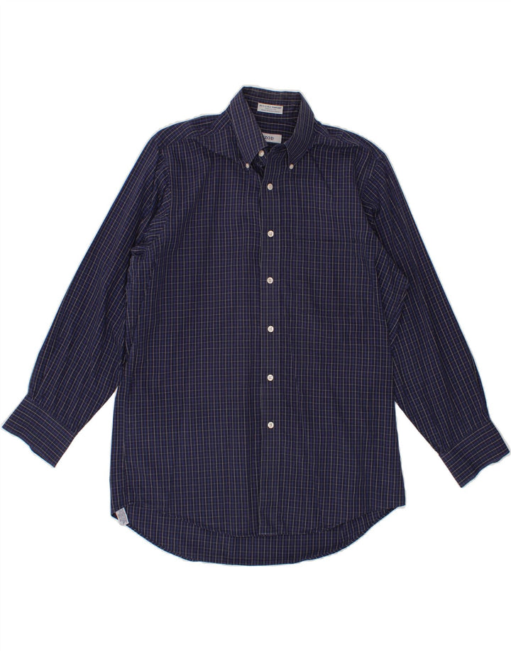 IZOD Mens Easy Care Shirt SIze 15 1/2 Medium Navy Blue Check Cotton Vintage Izod and Second-Hand Izod from Messina Hembry 
