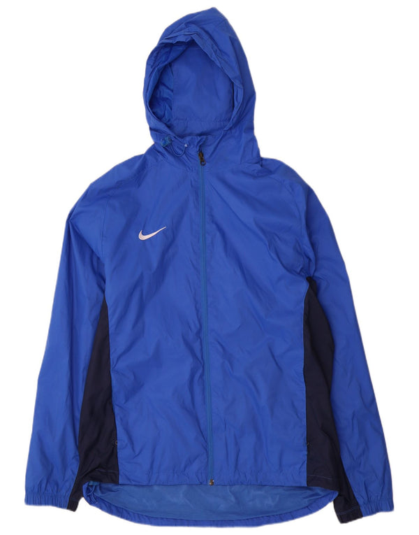 Giacca antipioggia con cappuccio Nike da uomo UK 38 nylon color block blu medio