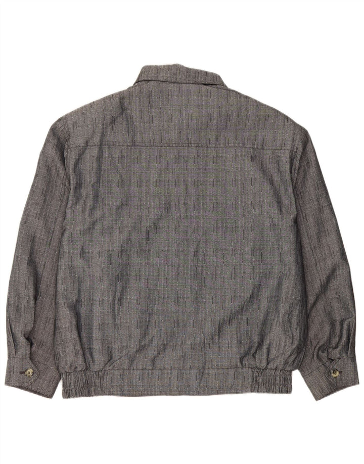 Giubbotto bomber vintage da uomo IT 50 grande poliestere a quadri grigi