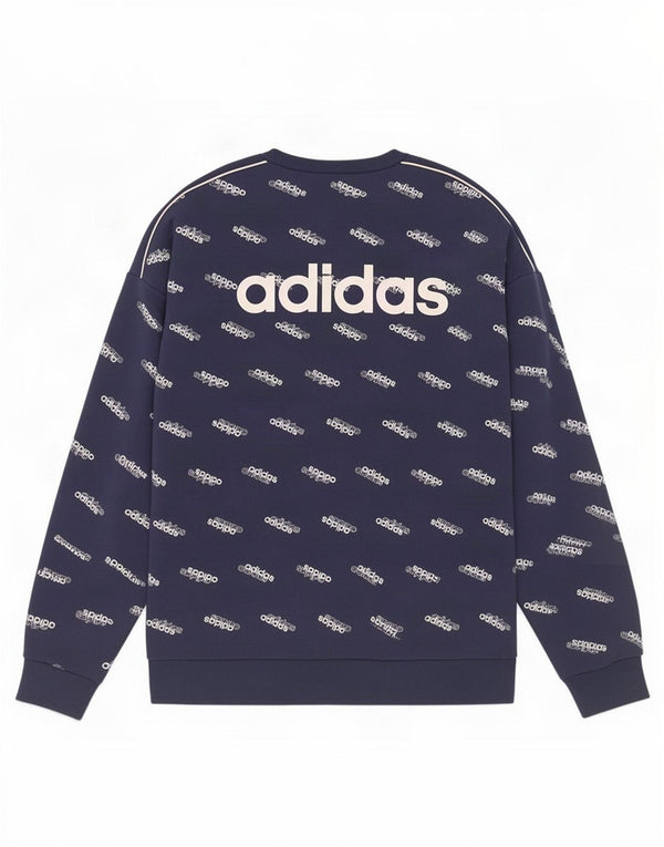 Felpa grafica da uomo Adidas Felpa media in cotone blu navy