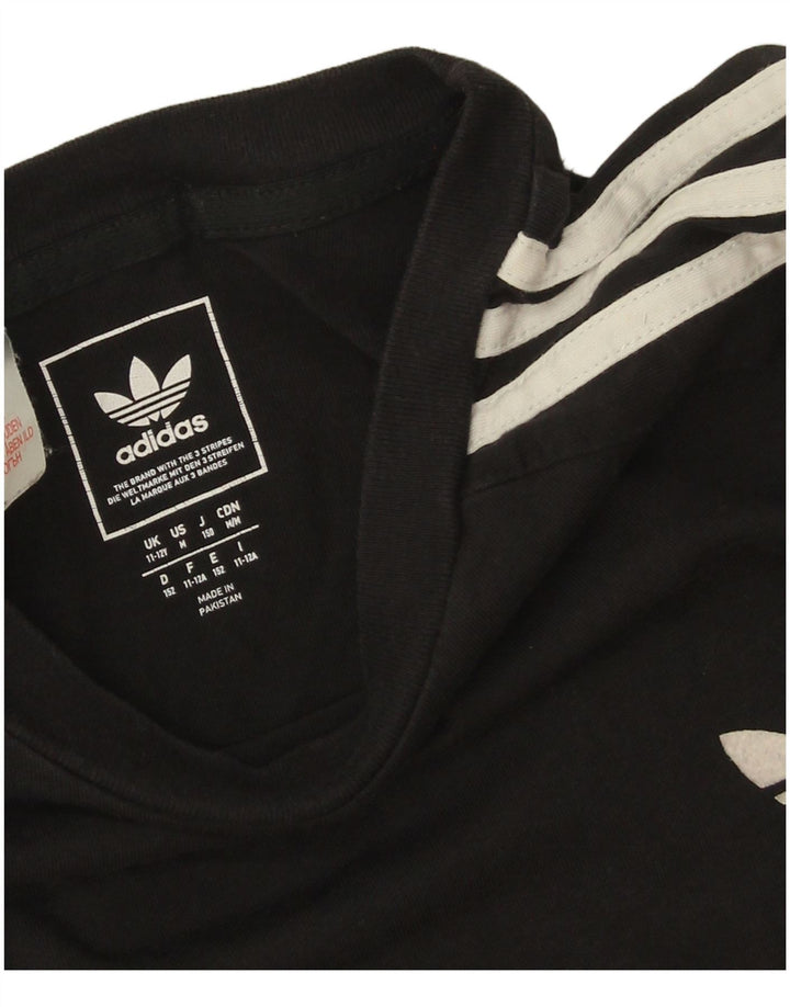 Adidas Maglietta grafica da ragazzo a manica lunga 11-12 anni in cotone nero