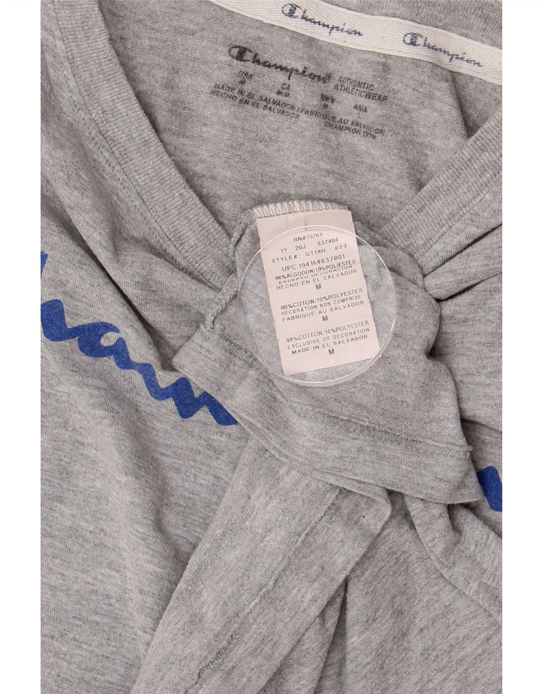 T-shirt grafica da donna CHAMPION Top UK 12 Cotone grigio medio