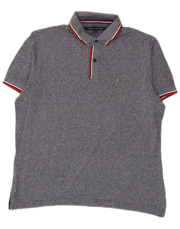 Polo da uomo Tommy Hilfiger grande in cotone a righe blu navy