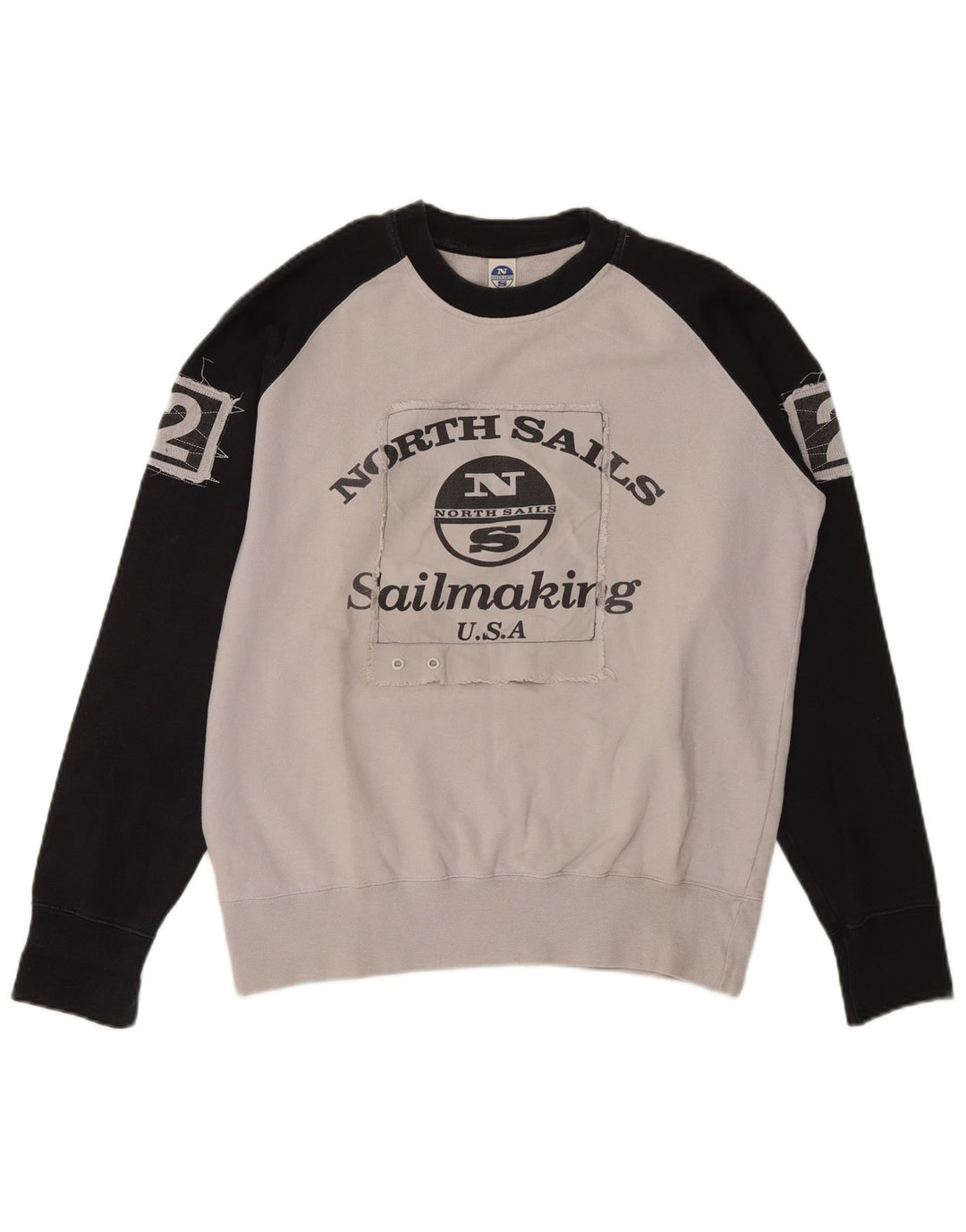 Felpa con grafica da uomo North Sails Maglione in cotone color block grigio medio
