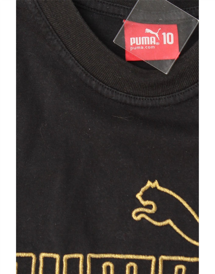 PUMA Boys Graphic T-Shirt Top 9-10 Years Black Cotton Vintage Puma and Second-Hand Puma from Messina Hembry 
