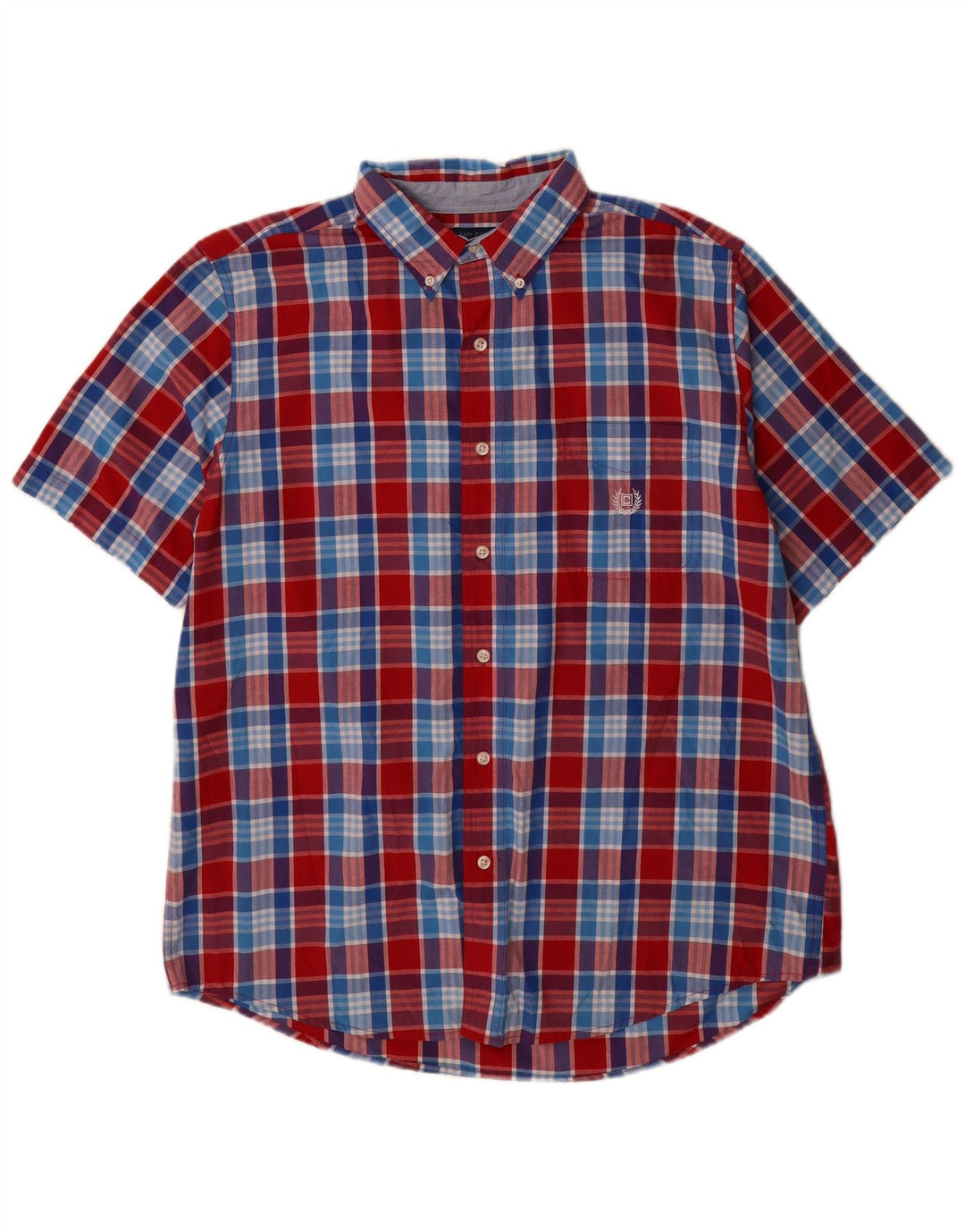 Chaps Camicia a maniche corte da uomo in cotone a quadri rossi grandi