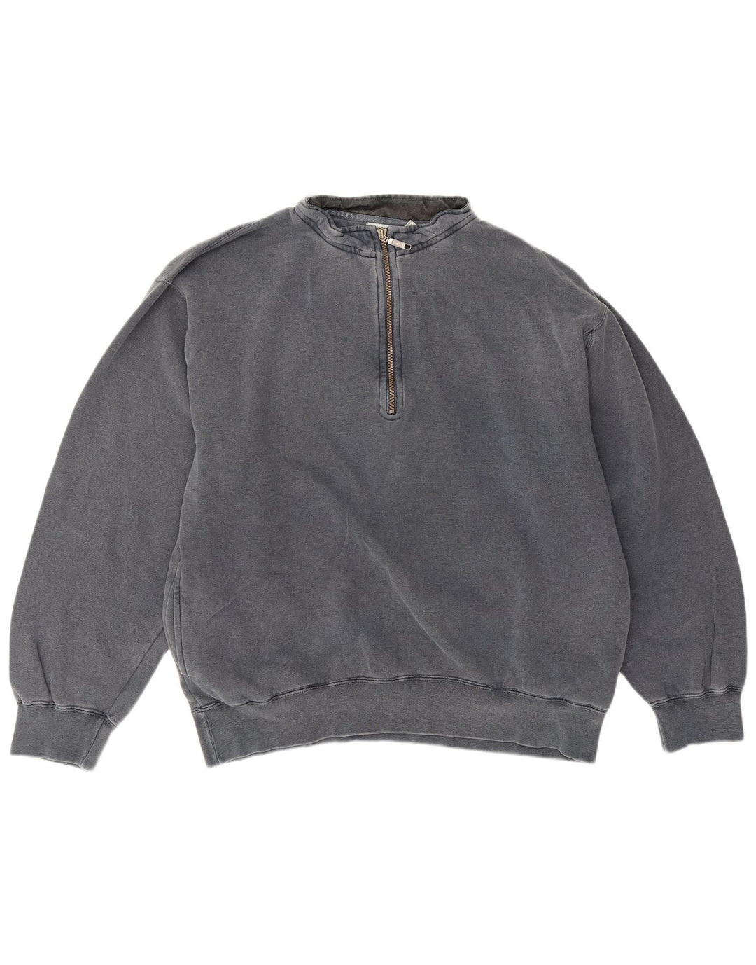 Felpa da uomo con collo con zip Orvis, maglione grande, cotone grigio
