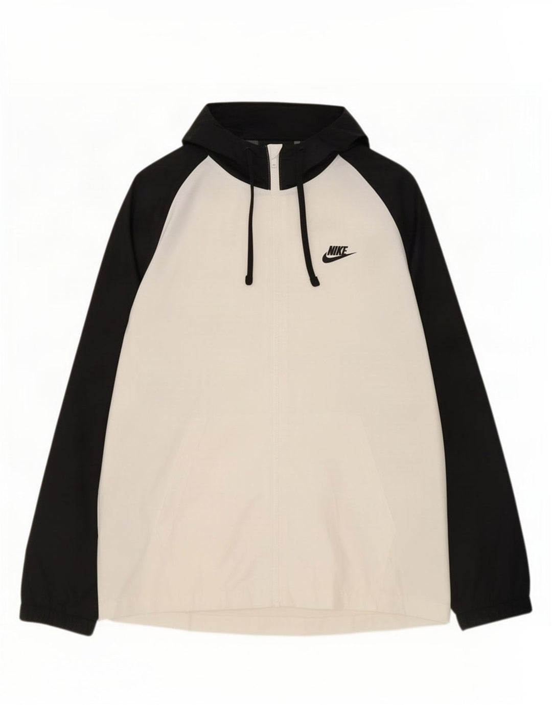 Nike - Giacca da uomo con cappuccio, tuta da ginnastica, grande, in poliestere color block bianco