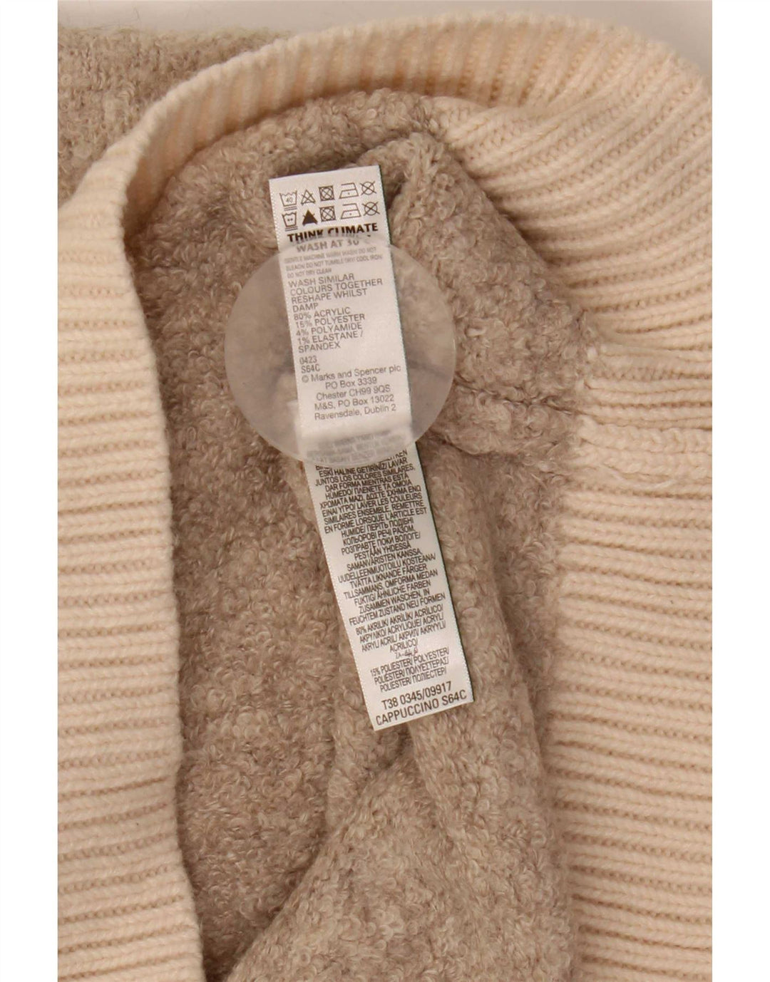Maglione maglione a collo alto da donna Marks & Spencer UK 14 Beige medio