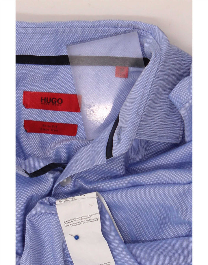 Camicia slim fit da uomo Hugo Boss taglia 39 15 1/2 cotone blu medio