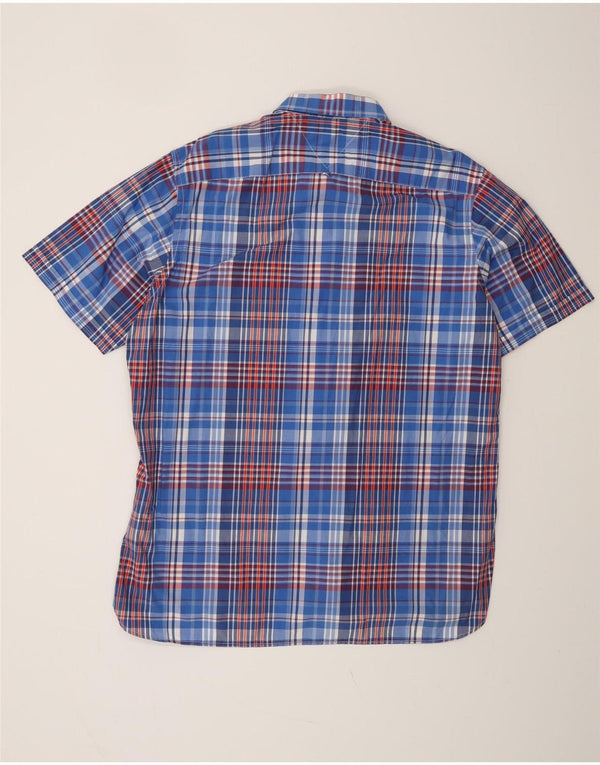TOMMY HILFIGER Camicia da uomo a maniche corte personalizzata XL in cotone scozzese blu