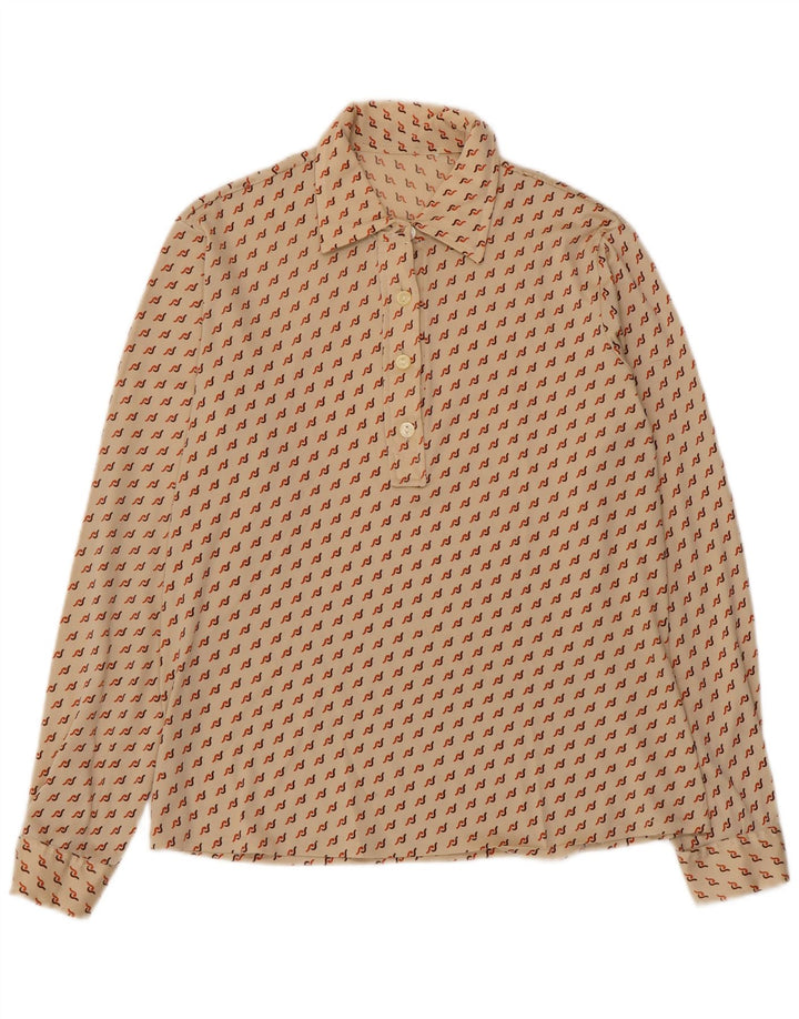 Camicia pullover da donna VINTAGE UK 16 Large Beige geometrica