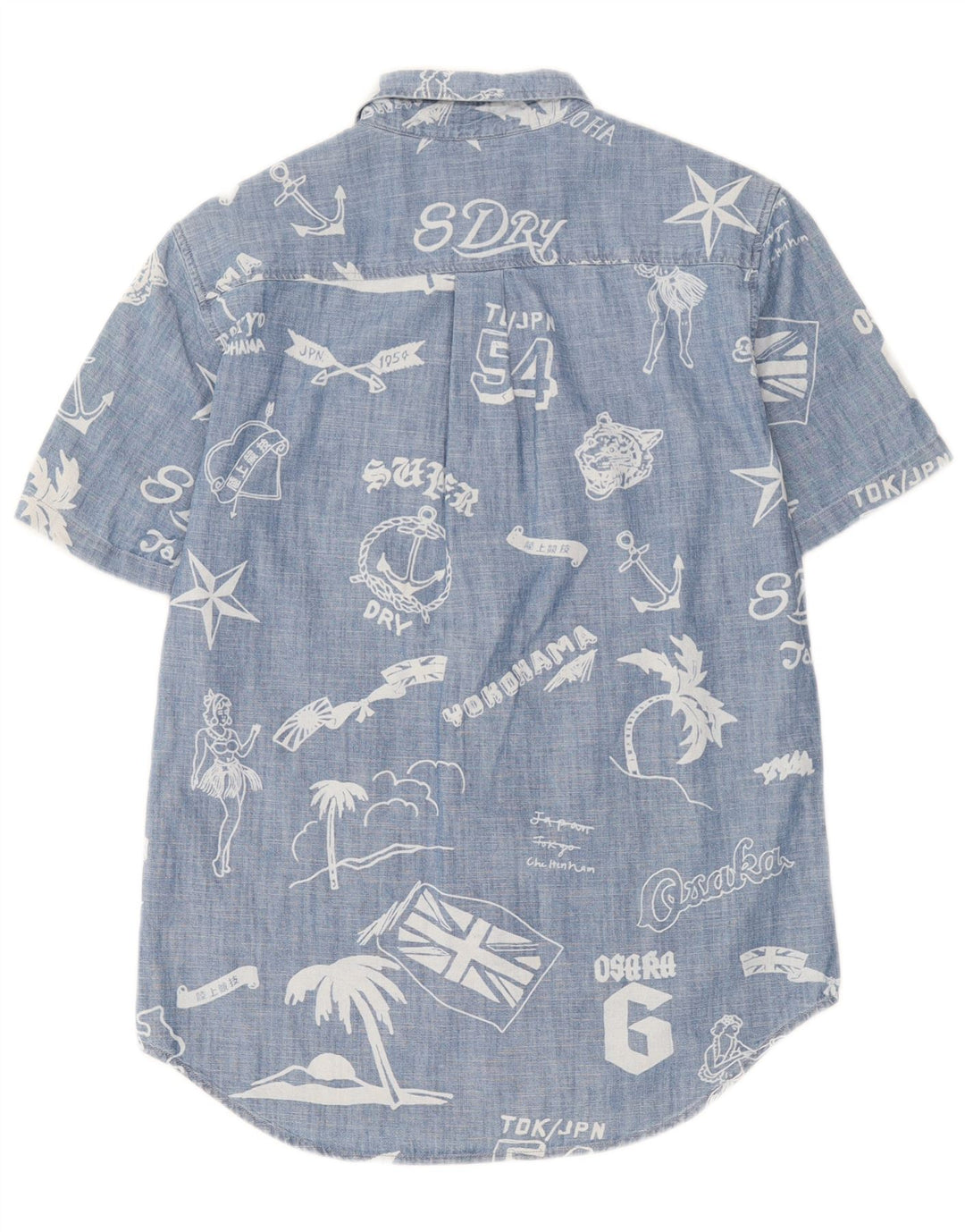 Camicia a maniche corte grafica da uomo Regular Fit Superdry Small in cotone blu