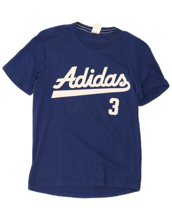 T-shirt grafica da uomo Adidas Top piccola in cotone blu