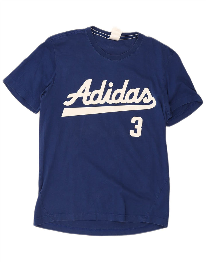 T-shirt grafica da uomo Adidas Top piccola in cotone blu