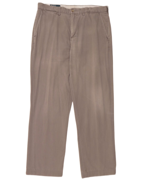 Pantaloni chino dritti da uomo Polo Ralph Lauren W34 L30 cotone grigio