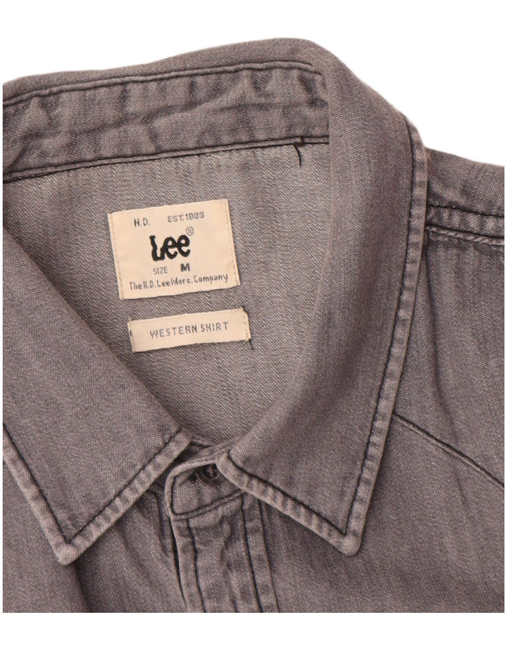 Camicia di jeans da uomo Lee in cotone grigio medio