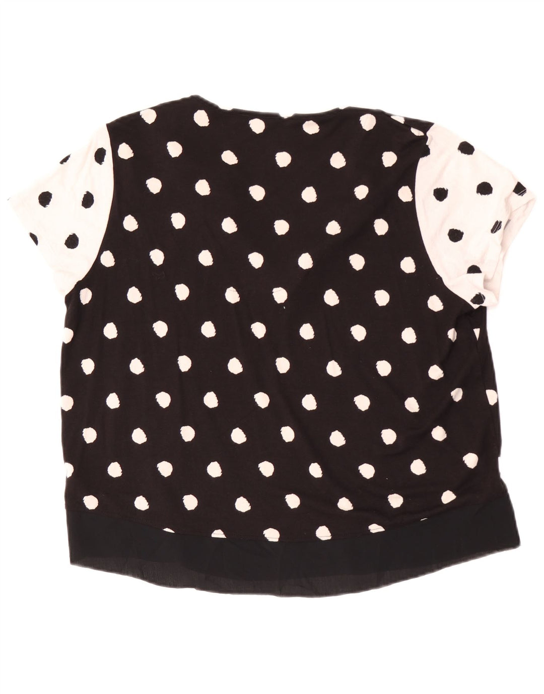 Top camicetta da donna Marks & Spencer UK 16 grande viscosa nera a pois
