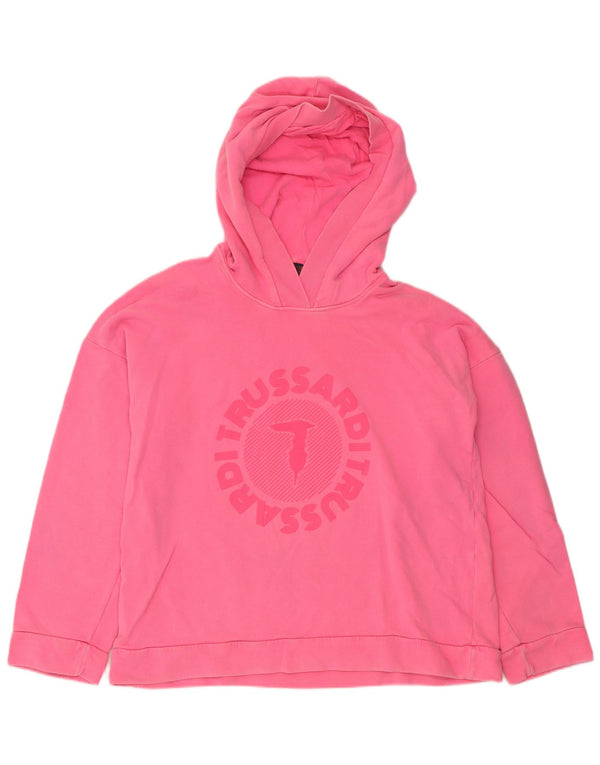 Felpa con cappuccio oversize grafica da donna Trussardi Jeans UK 14 Rosa medio