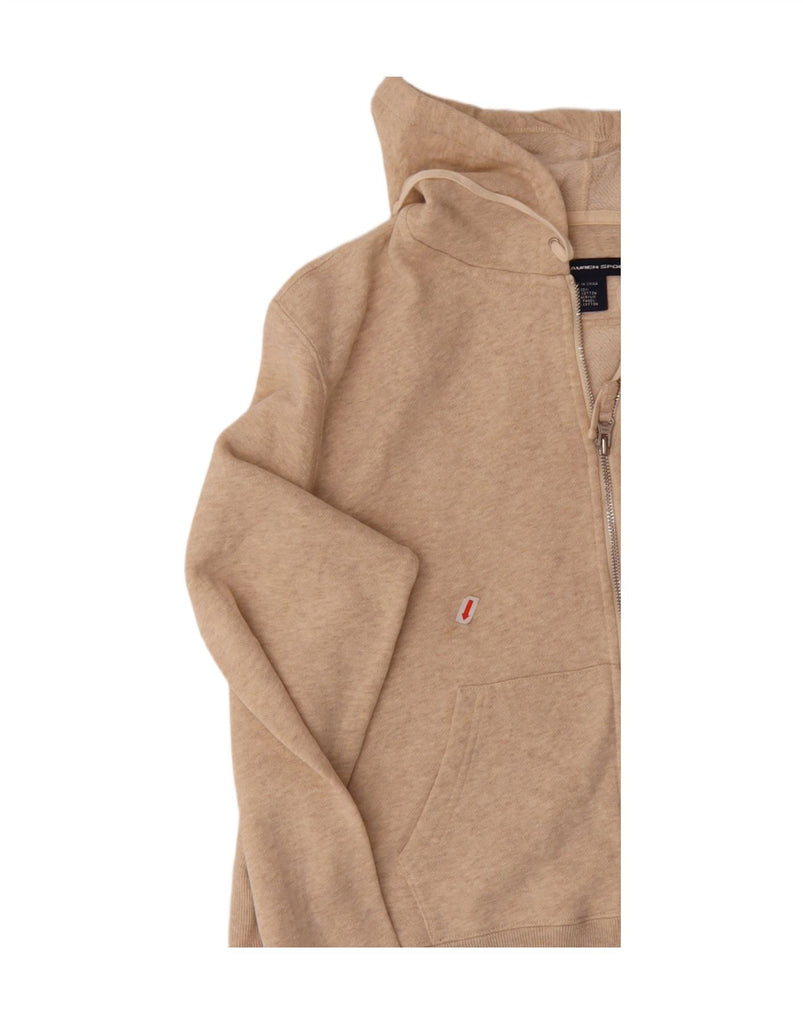 RALPH LAUREN Womens Crop Zip Hoodie Sweater UK 18 XL Beige Cotton Vintage Ralph Lauren and Second-Hand Ralph Lauren from Messina Hembry 