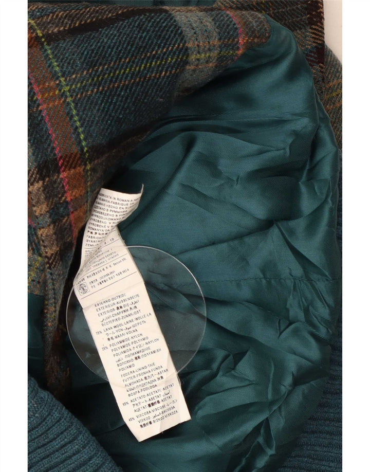 Giubbotto Bomber Militare Donna Benetton IT 46 Large Green Check Lana