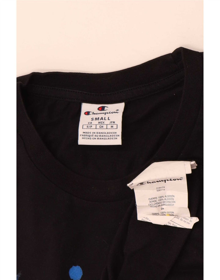T-shirt grafica da uomo Champion Top piccola in cotone nero