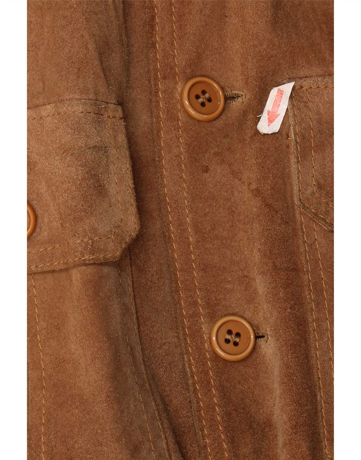 Giubbotto bomber vintage in pelle scamosciata da uomo IT 52 XL in pelle marrone