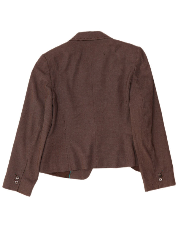Giacca blazer a 1 bottone Marks & Spencer da donna UK 12 Marrone medio maculato