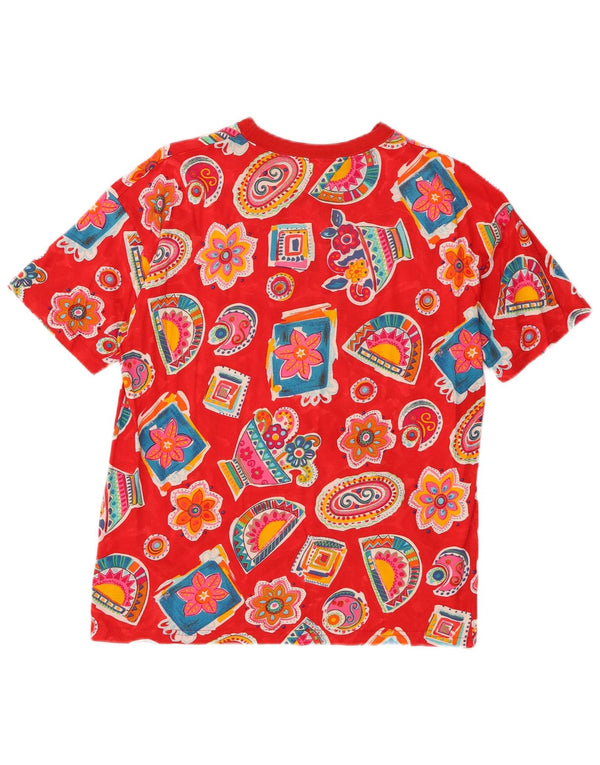T-shirt grafica per ragazze Benetton Top 13-14 anni XL Rosso floreale in cotone