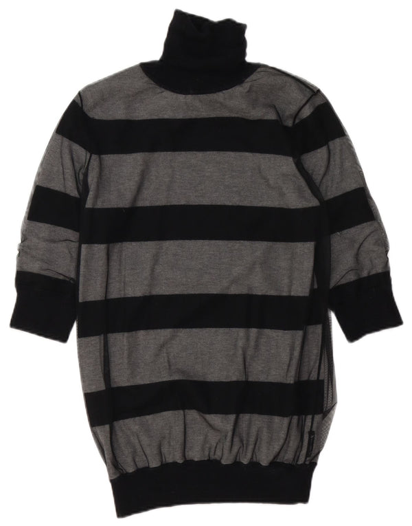 Armani Jeans Maglione da donna con collo alto e maglione UK 12 Grigio medio a righe