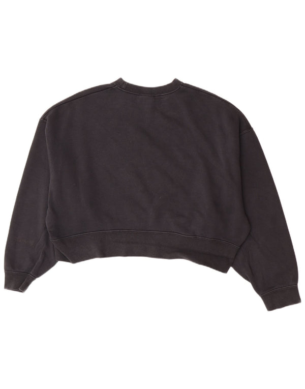 Felpa corta oversize da donna Nike, maglione UK 10, piccola, cotone nero