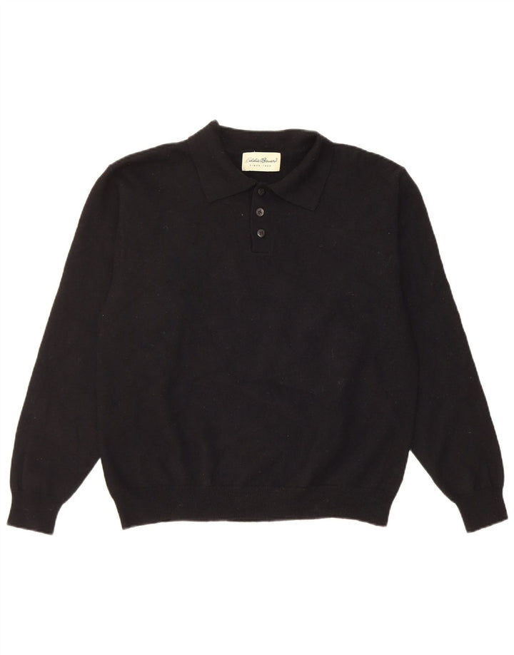 Eddie Bauer Maglione da uomo con collo alto in lana nera media