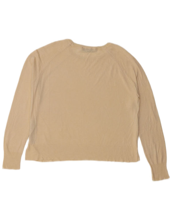 Maglione oversize con scollo a barca da donna Zara UK 10 piccolo in viscosa beige