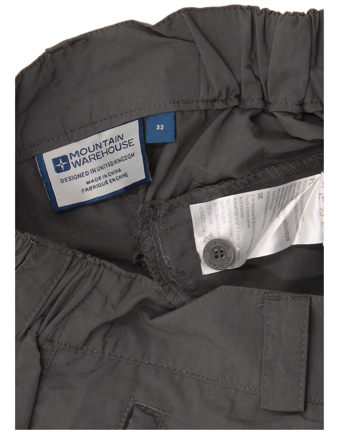 MOUNTAIN WAREHOUSE Pantaloncini cargo da uomo W32 Nylon grigio medio