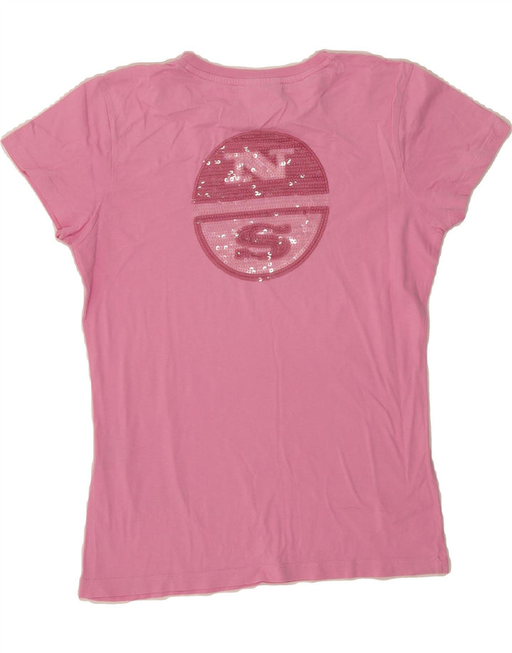 NORTH SAILS Womens Graphic T-Shirt Top UK 12 Medium Pink Cotton Vintage North Sails and Second-Hand North Sails from Messina Hembry 