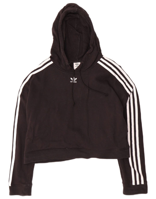 Felpa con cappuccio corta da donna Adidas UK 14 grande cotone nero
