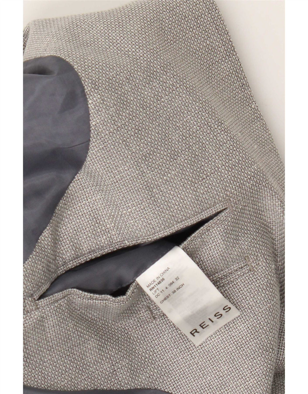 Giacca blazer da uomo a 2 bottoni Reiss UK 38 lana grigio medio