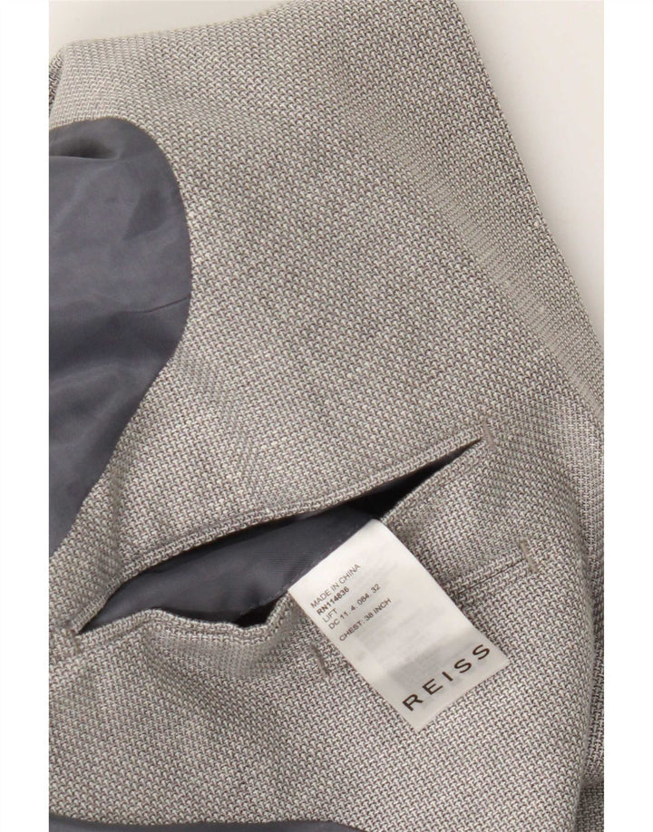 Giacca blazer da uomo a 2 bottoni Reiss UK 38 lana grigio medio